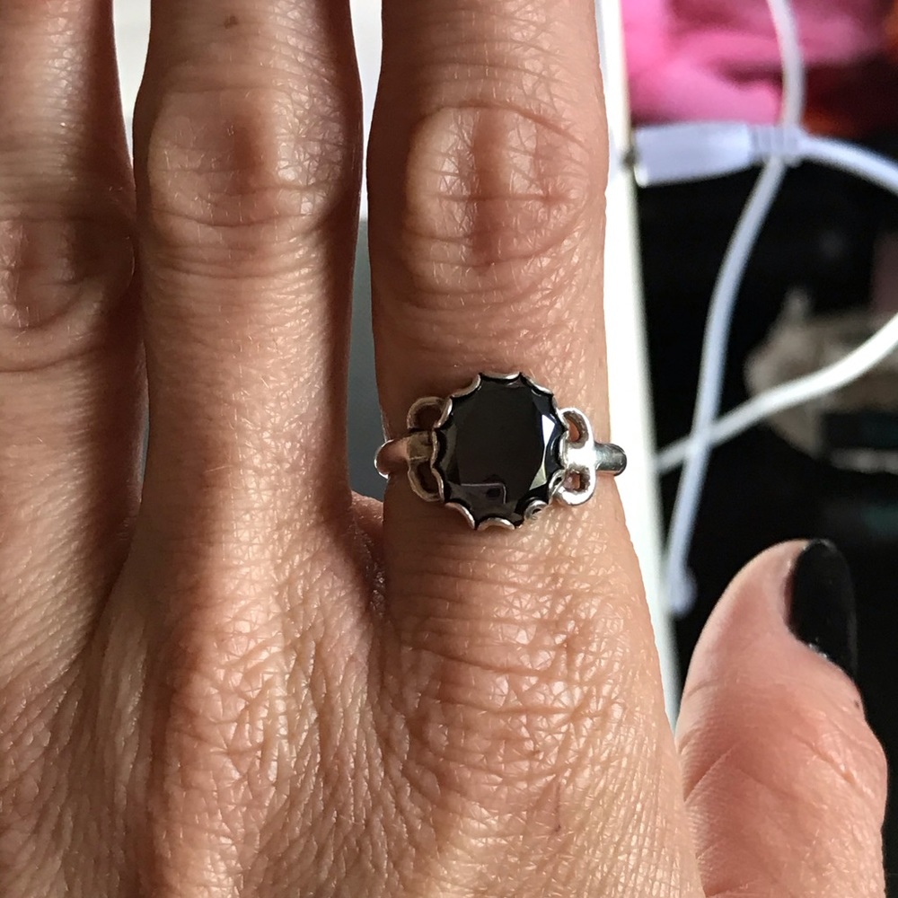 Metallic Black Hematite Silver Ring - image 3